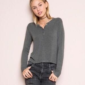 Brandy Melville Dark Gray Henley one size